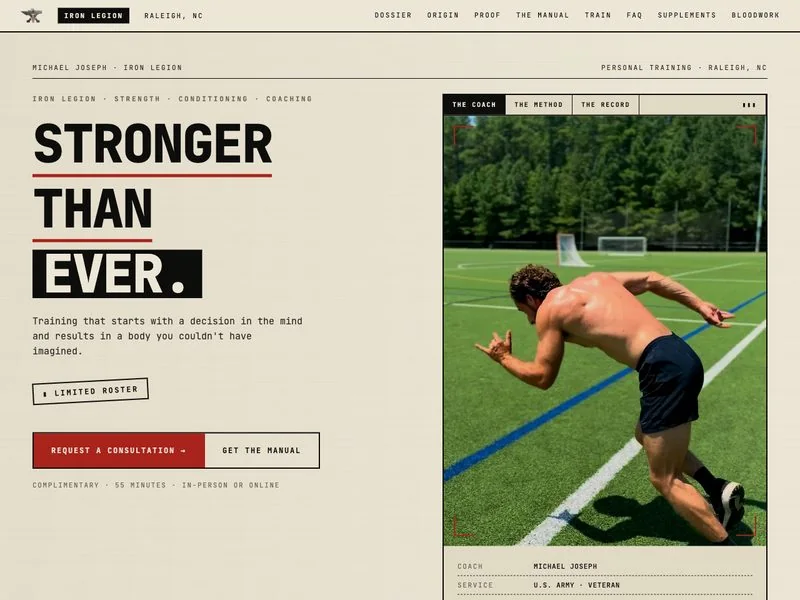 Iron Legion homepage for Michael Joseph, personal trainer in Raleigh NC